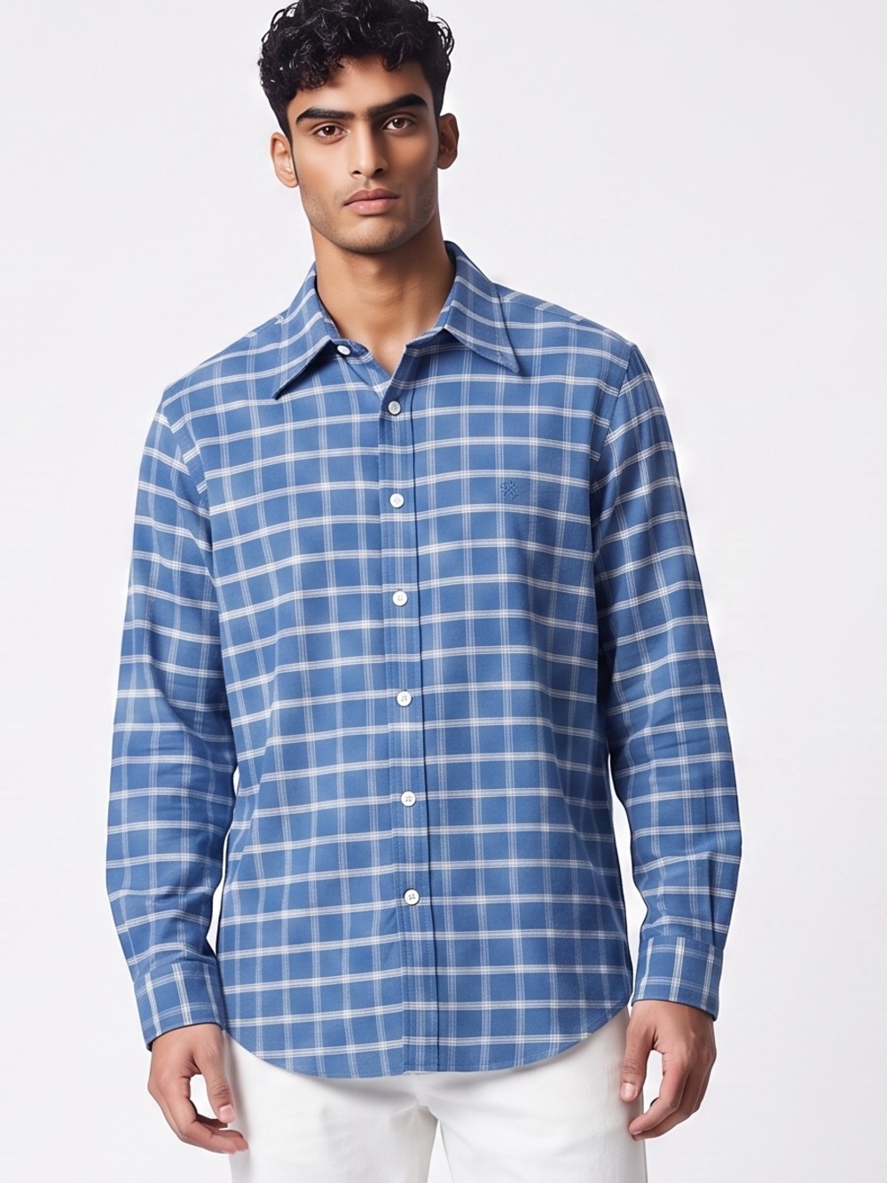 Brooks Brothers 1818 Regent Fit Blue White Tartan Plaid Men’s Size Large Shirt